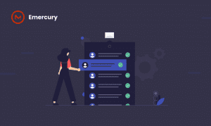 A person managing email list campaign settings on an interface with the emercury logo in the corner.
